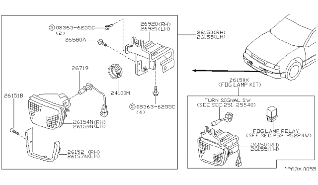 1995 Nissan Stanza Harness Assembly-Fog Lamp Diagram for 26157-0E001