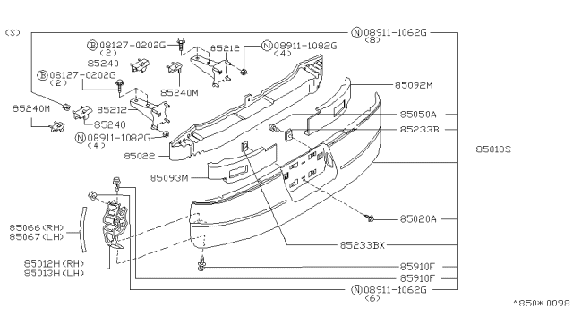 1995 Nissan Stanza Rear Bumper Diagram