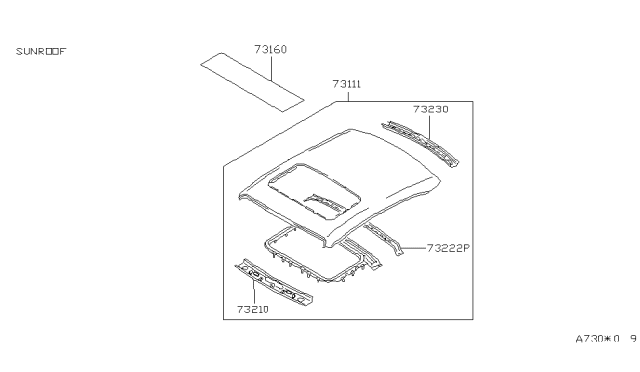 1994 Nissan Altima Roof Diagram for 73100-0E730