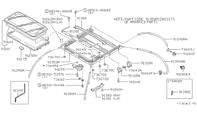 1994 Nissan Stanza Sun Roof Parts Diagram 1
