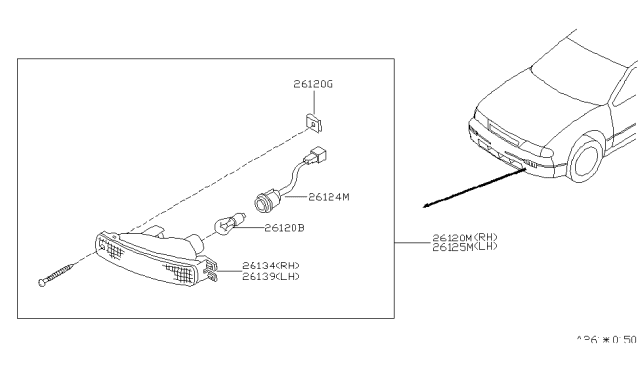 1995 Nissan Altima Body Assembly-Front Turn Signal,RH Diagram for 26134-1E401