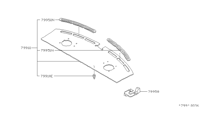 1995 Nissan Altima Finisher-Rear Parcel Shelf Diagram for 79910-2E501