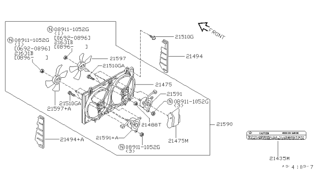 1996 Nissan Stanza Motor Assy-Fan Diagram for 21487-0E400
