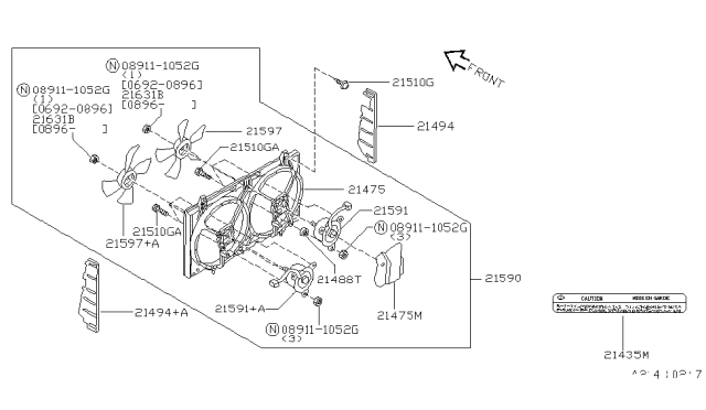 1997 Nissan Altima Motor Assy-Fan Diagram for 21487-5B600