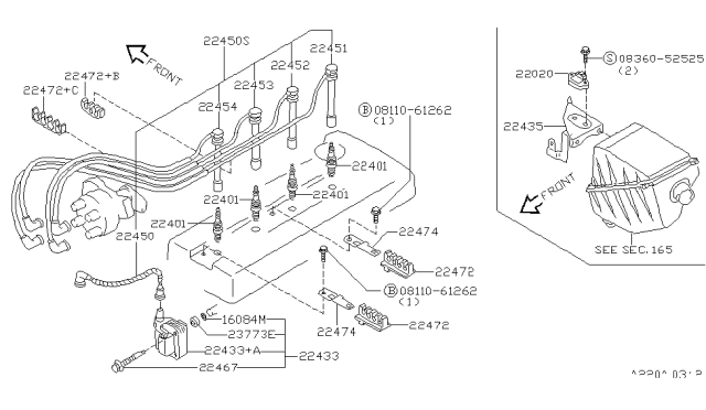 1996 Nissan Stanza Cable Set-High Tension Diagram for 22440-9B000