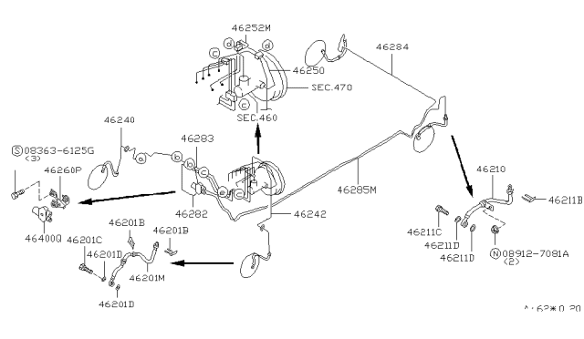 1994 Nissan Altima Tube Assy-Brake,Front LH Diagram for 46242-1E410