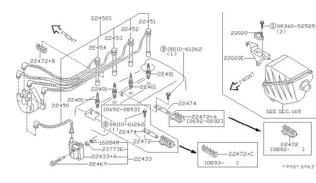 1993 Nissan Stanza Bracket-High Tension Cable Diagram for 22474-1E400