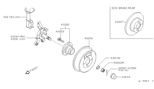1997 Nissan Altima Hub Assembly-Rear Axle Diagram for 43200-30R07