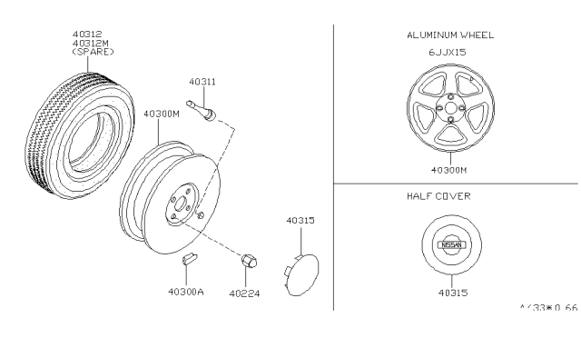 1995 Nissan Stanza Road Wheel & Tire Diagram 1