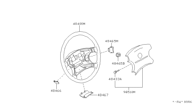 1997 Nissan Altima Steering Wheel Assembly W/O Pad Diagram for 48430-1E706