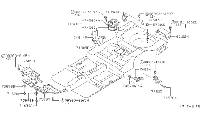 1996 Nissan Altima Cover-Front Under,RH Diagram for 75898-1E400