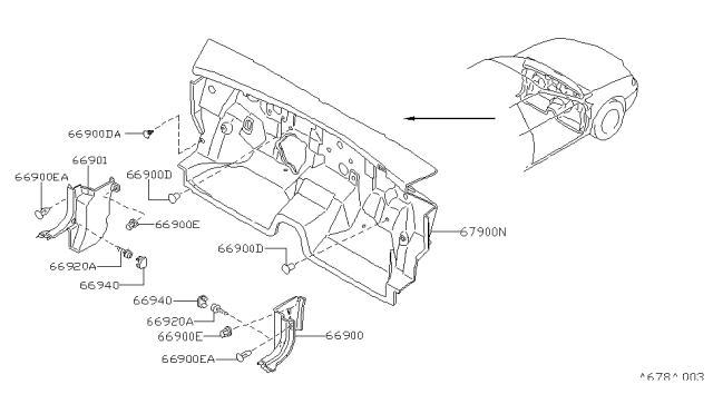 1996 Nissan Altima Dash Trimming & Fitting Diagram