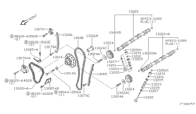 1996 Nissan Altima Chain-CAMSHAFT Diagram for 13028-5B600