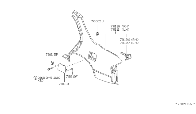 1994 Nissan Stanza Rear Fender & Fitting Diagram