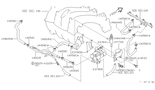 1996 Nissan Altima Hose-Air Diagram for 14099-5E512