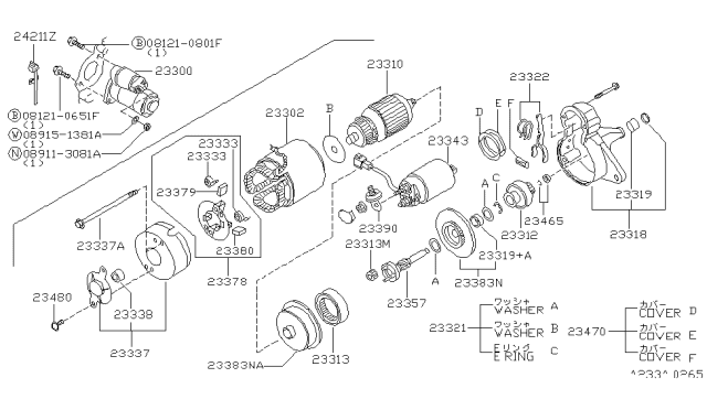 1995 Nissan Altima Motor Assy-Starter Diagram for 23300-1E400