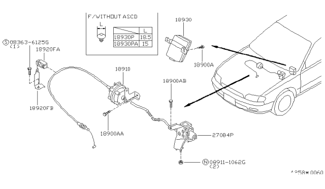 1993 Nissan Stanza Actuator Assy-Ascd Diagram for 18910-1E800