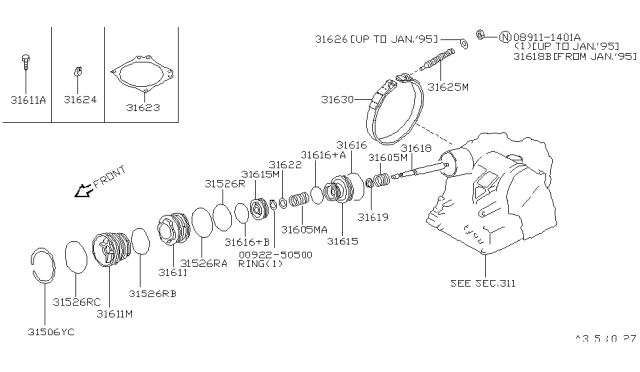 1995 Nissan Altima Clutch & Band Servo Diagram 3