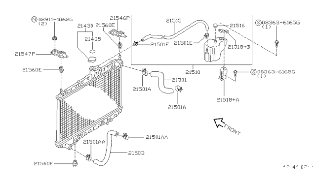 1997 Nissan Stanza Radiator,Shroud & Inverter Cooling Diagram 6