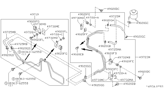 1996 Nissan Stanza Bracket-Power Steering Tube Diagram for 49732-5B600