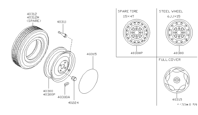 1996 Nissan Altima Disc Wheel Cap Diagram for 40315-2B010