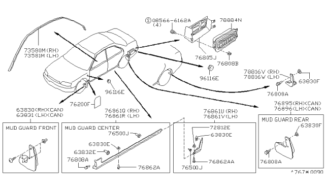 1996 Nissan Altima Body Side Fitting Diagram