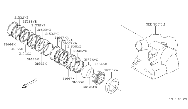 1994 Nissan Stanza Clutch & Band Servo Diagram 1