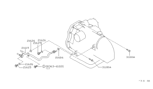 1993 Nissan Stanza Auto Transmission,Transaxle & Fitting Diagram 2
