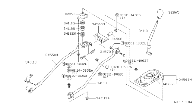 1996 Nissan Altima Transmission Control & Linkage Diagram