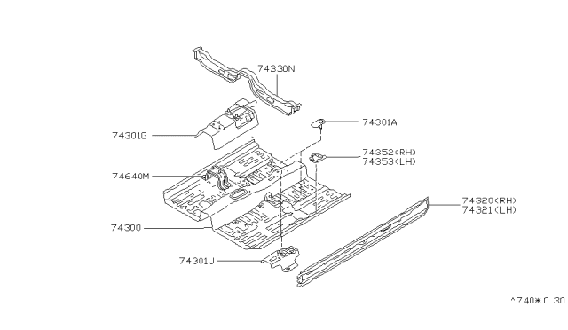 1997 Nissan Stanza Bracket-Exhaust Mounting Diagram for 74374-2B520
