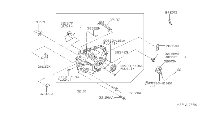 1994 Nissan Stanza Neutral Position Switch Diagram for 32005-17E11
