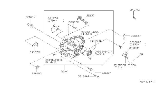 1995 Nissan Altima Transmission Case & Clutch Release Diagram 2