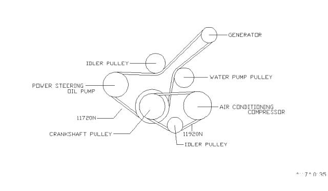 1997 Nissan Altima Compressor Belt Diagram for 11920-1E400