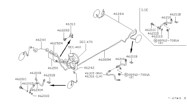 1993 Nissan Stanza Brake Piping & Control Diagram 2