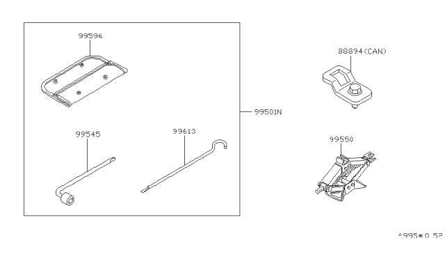 1995 Nissan Stanza Tool Kit & Maintenance Manual Diagram