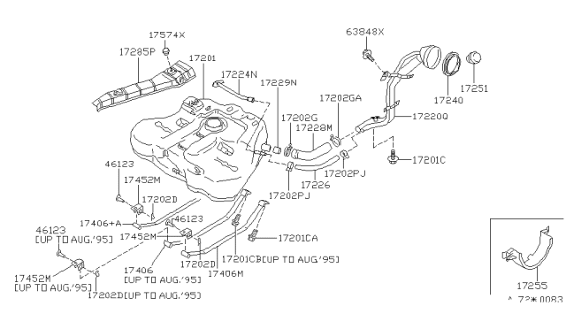 1996 Nissan Altima Fuel Tank Assembly Diagram for 17202-1E451