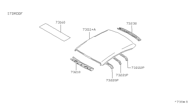 1993 Nissan Stanza Roof Panel & Fitting Diagram 1