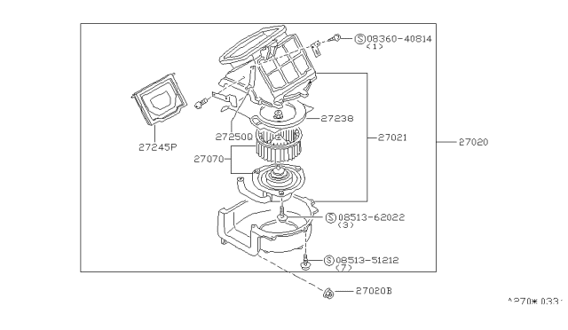 1997 Nissan Hardbody Pickup (D21U) Motor & Fan Assy-Blower Diagram for 27220-3B300