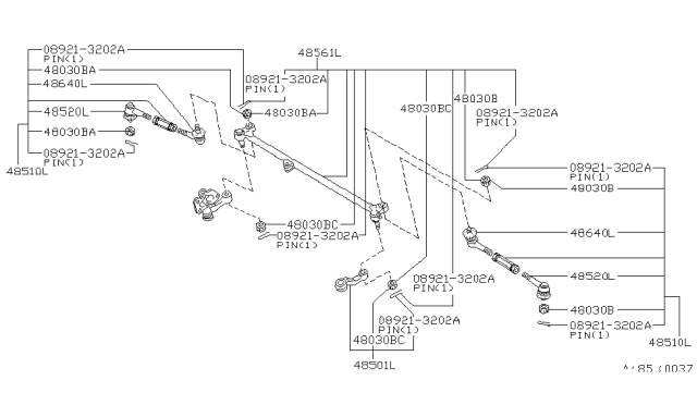 1996 Nissan Hardbody Pickup (D21U) Steering Linkage Diagram 2