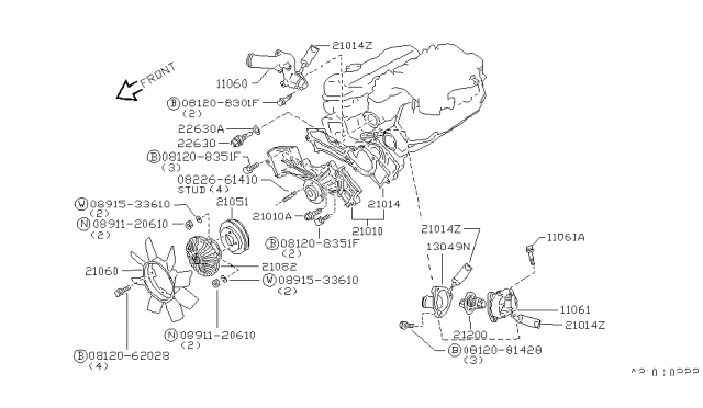 1995 Nissan Hardbody Pickup (D21U) Engine Coolant Temperature Sensor Diagram for 22630-51E02