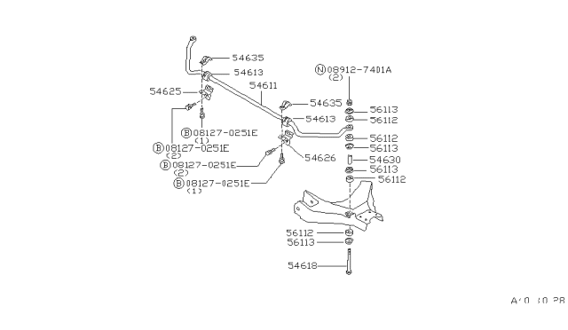 1996 Nissan Hardbody Pickup (D21U) Bush-Stabilizer Diagram for 54613-0S700