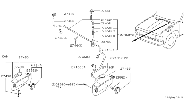 1997 Nissan Hardbody Pickup (D21U) Windshield Washer Diagram