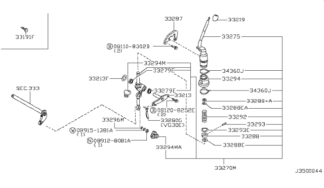 1996 Nissan Hardbody Pickup (D21U) Transfer Control Parts Diagram 1