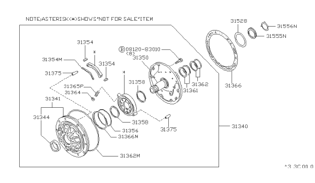 1996 Nissan Hardbody Pickup (D21U) Pump Assembly-Oil Diagram for 31340-41X17