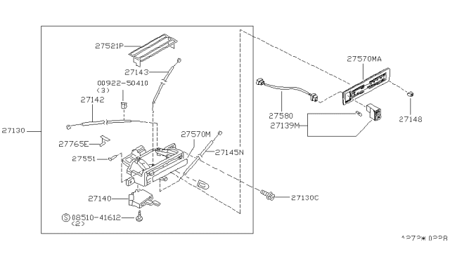 1997 Nissan Hardbody Pickup (D21U) Control FINISHER Assembly Diagram for 27575-8B000