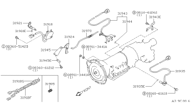 1995 Nissan Hardbody Pickup (D21U) Control Switch & System Diagram 2