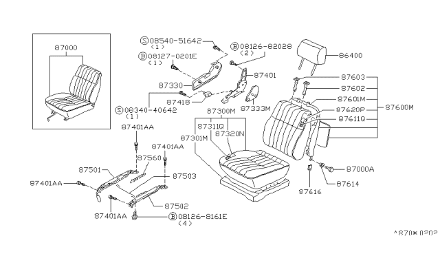 1997 Nissan Hardbody Pickup (D21U) Cushion Assy-Front Seat Diagram for 87300-1S700