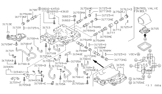 1996 Nissan Hardbody Pickup (D21U) Bracket-Control Valve Body Diagram for 31709-48X04