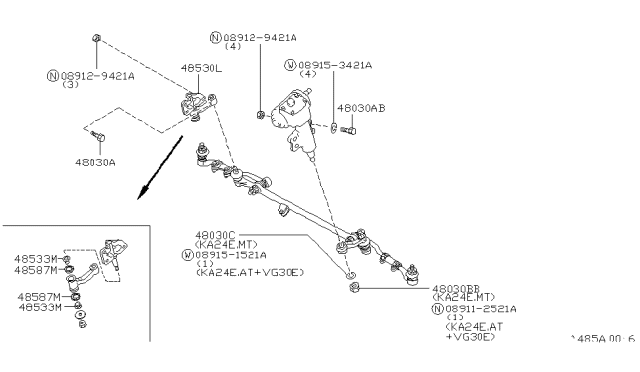 1997 Nissan Hardbody Pickup (D21U) Steering Linkage Diagram 3