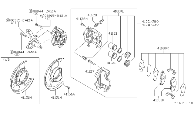 1995 Nissan Hardbody Pickup (D21U) Front Brake Diagram